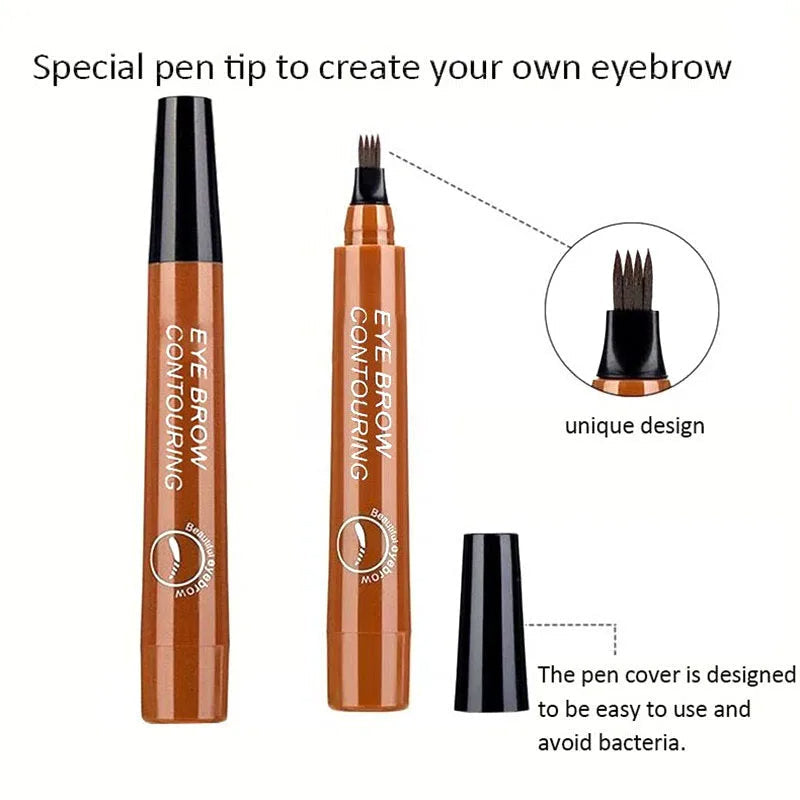 Waterproof Liquid Long Lasting 4 Points Eyebrow Pen