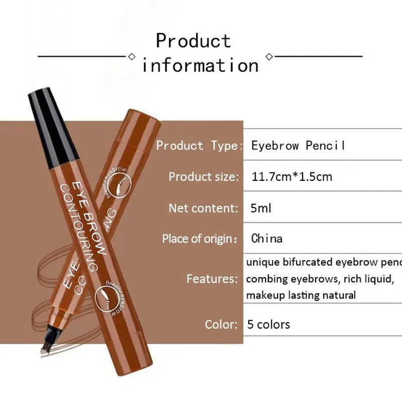 Waterproof Liquid Long Lasting 4 Points Eyebrow Pen