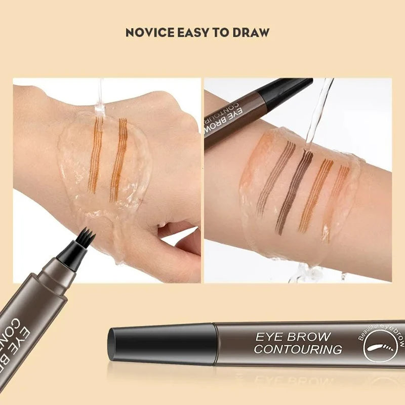 Waterproof Liquid Long Lasting 4 Points Eyebrow Pen